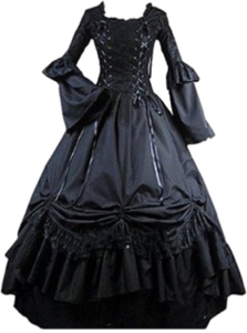 Black Square Collar Gothic Victorian Prom Dress